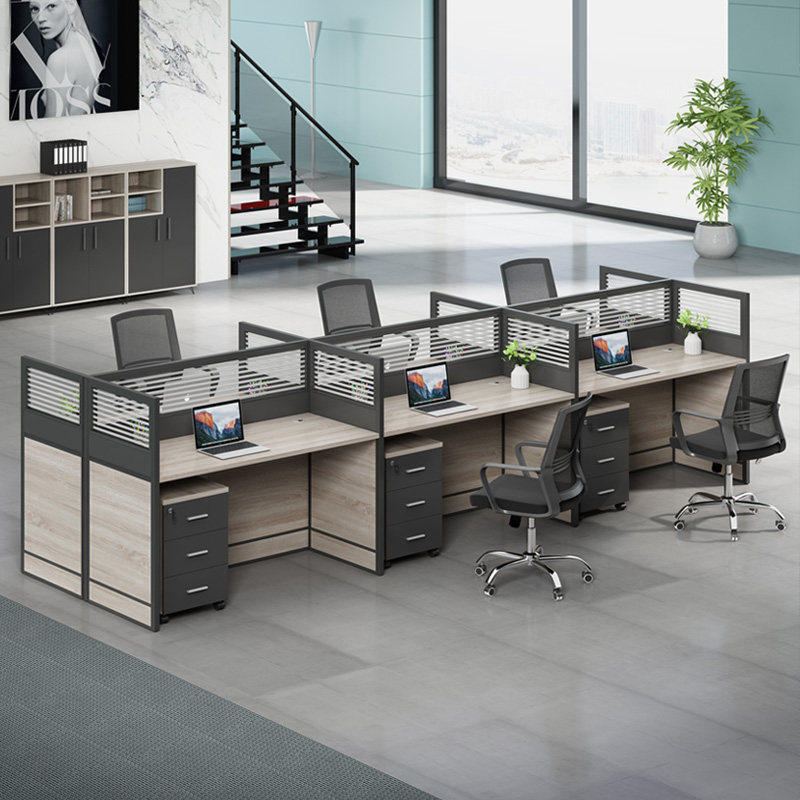 Staff Desk Chair Composition Four-place holders Office furniture with screen station table 4 People's computer desk