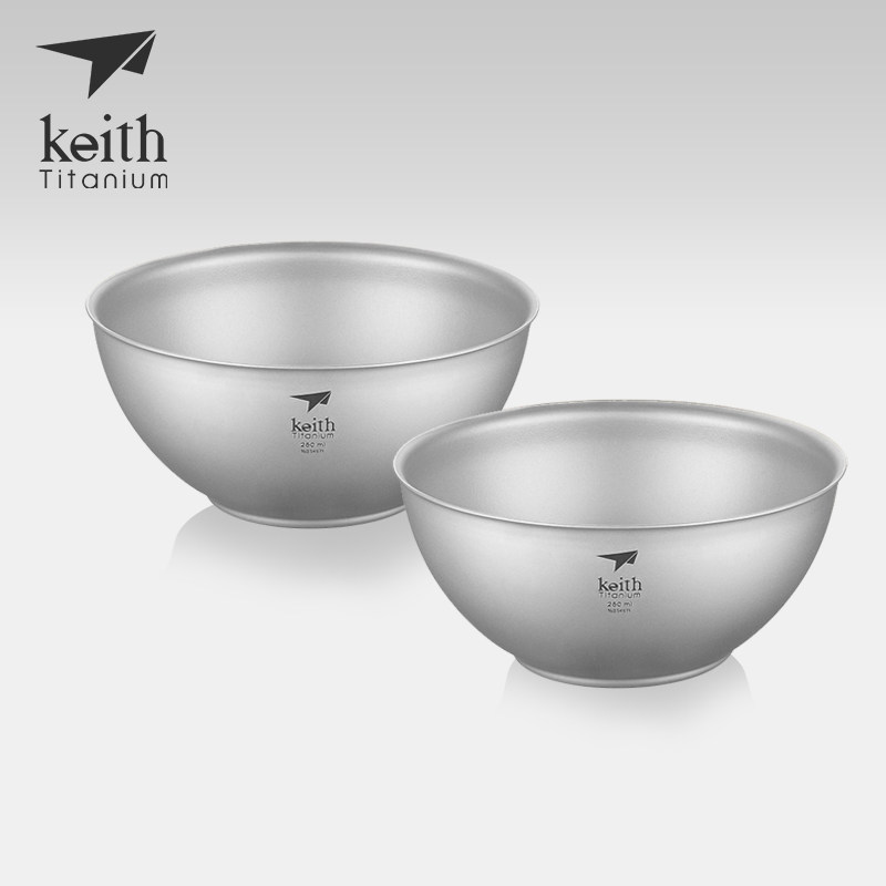 keith Kaisi pure titanium bowl double-layer heat insulation anti-scald anti-fall children's rice bowl outdoor portable tableware picnic small bowl