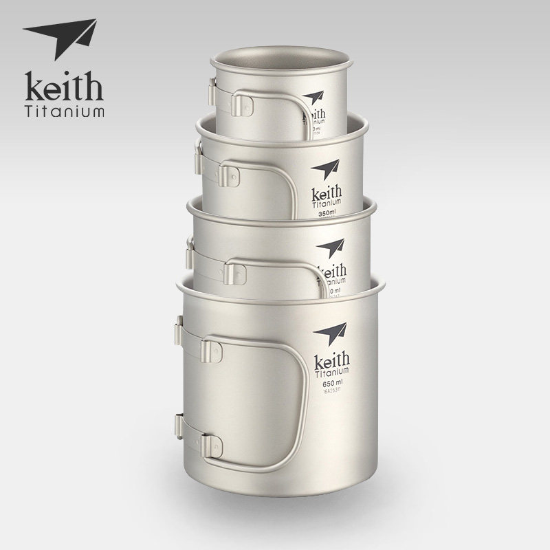 keith sheathed pure titanium monolayer water glass outdoor portable camping collapsible titanium mug can burn water tea cup suit-Taobao