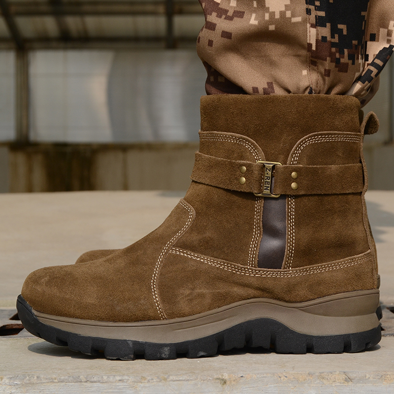 Winter Northeast Outdoor Snow Boots Men's Fur One Leather Wool Cotton Boots Thickened Cold Zone Tooling High Barrel Cotton Shoes