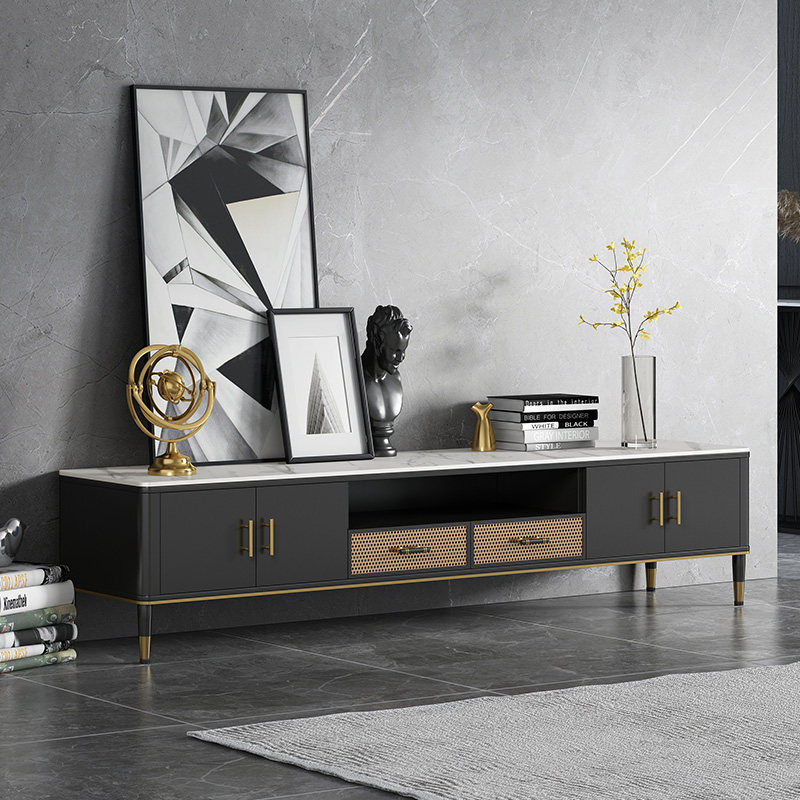 Nordic light and luxurious rock plate TV cabinet tea table combination modern minimalist living-room Bedroom Minima Small Family type floor enclosure