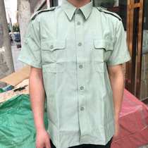 Middle-aged and elderly people wear no-iron shirts doormen and security work tops wear-resistant sweat-absorbent and wear-resistant military fans short-sleeved light green