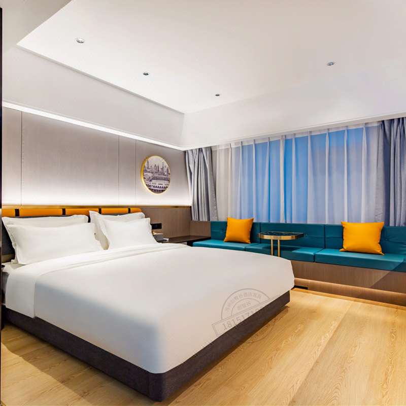Hotel Furniture Guesthouse Brief Guest Room Design Computer Desk Background Frame Soft Bag Sofa Mark large bed full set of custom-made-Taobao