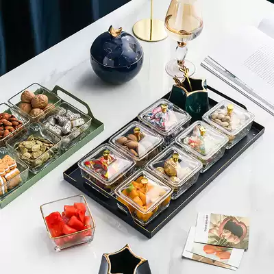 Light luxury Creative Glass KTV snack plate split snack plate creative home living room dried fruit snack plate fruit plate fruit plate