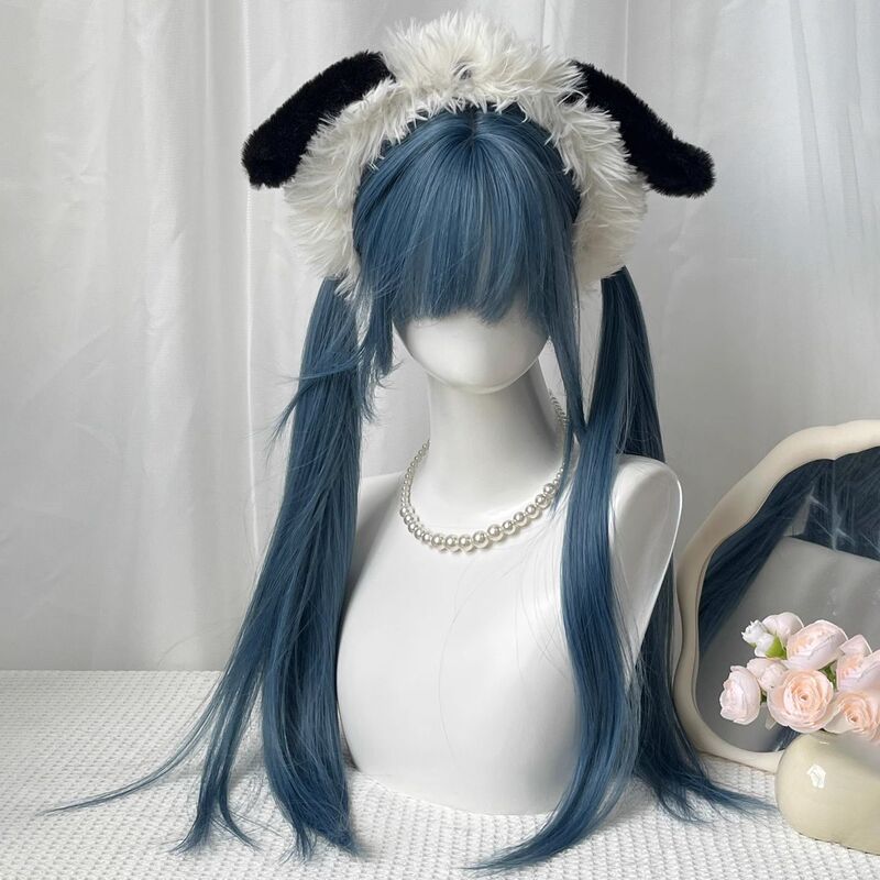 [Melancholy Blues] Blue Wig for Women, Long Straight, Everyday Internet Celebrity Style, Lightweight Full Head Wig