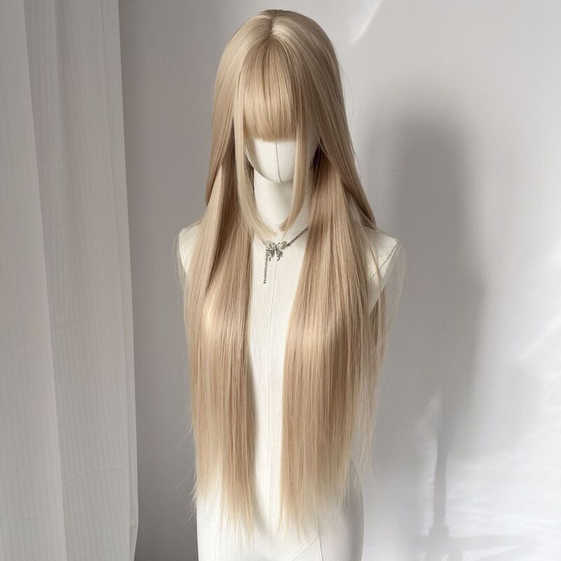 Platinum 85cm Long Straight Hair, Whitening Effect Wig, Mori Girl Style, Photo Shoot, Girl Group Hair Color, Jk Full Head Wig Platinum 85cm Long Straight Hair, Whitening Effect Wig, Mori Girl Style, Photo Shoot, Girl Group Hair Color, Jk Full Head Wig