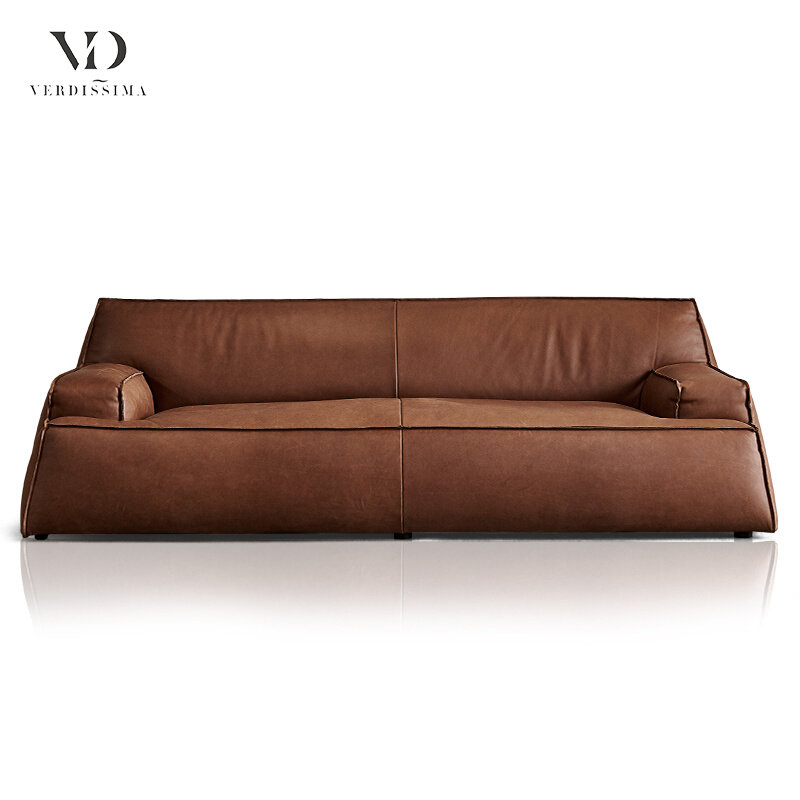 Top layer cowhide VD Nordic Damascus sofa three-seater modern minimalist living room Italian minimalist sofa