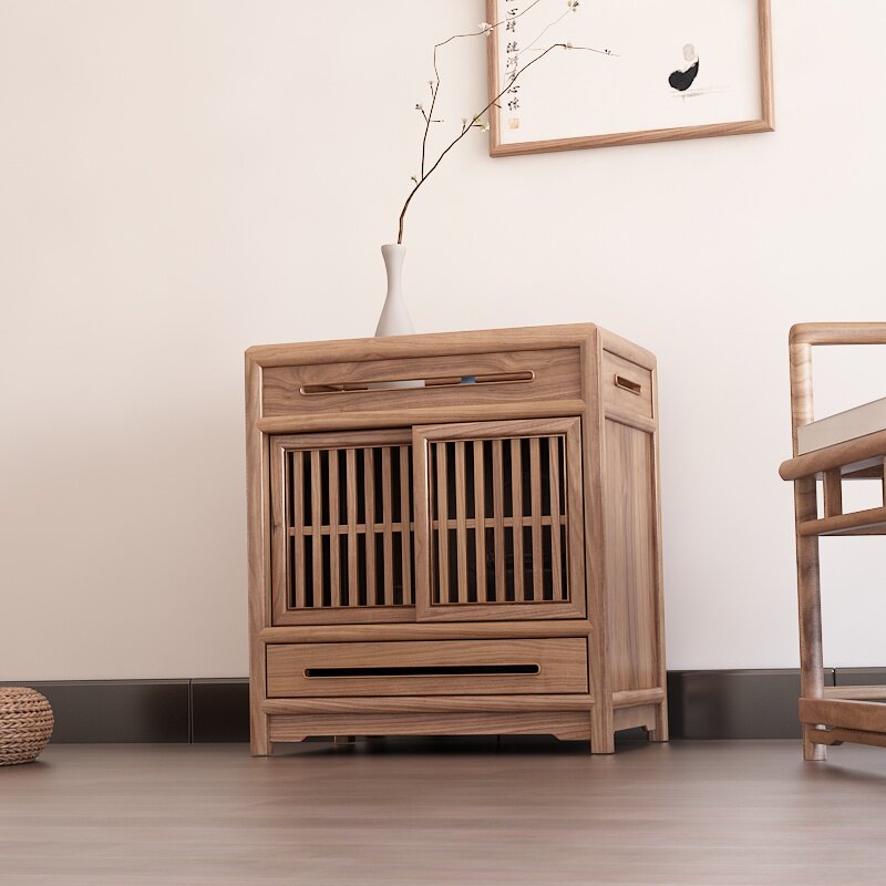 Old elm tea table New Chinese Zen Soliwood Living room with tea cabinet cupboard tea cabinet cupboard cabinet