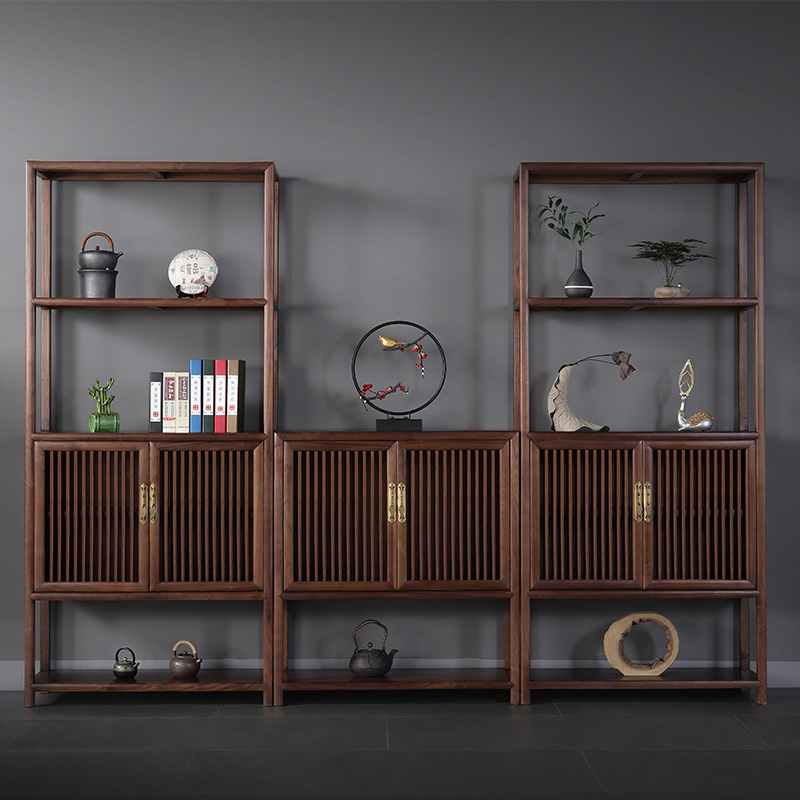 Black Walnut Black Black Wanjian Ancient Shelf New Chinese Solid Wood Display Cabinet
