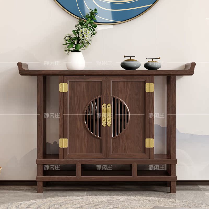 New Chinese Pockal Cabinet Solid Wood Partition Table Decoration Living Room Several Wall Table Zen end-view Desk for Table