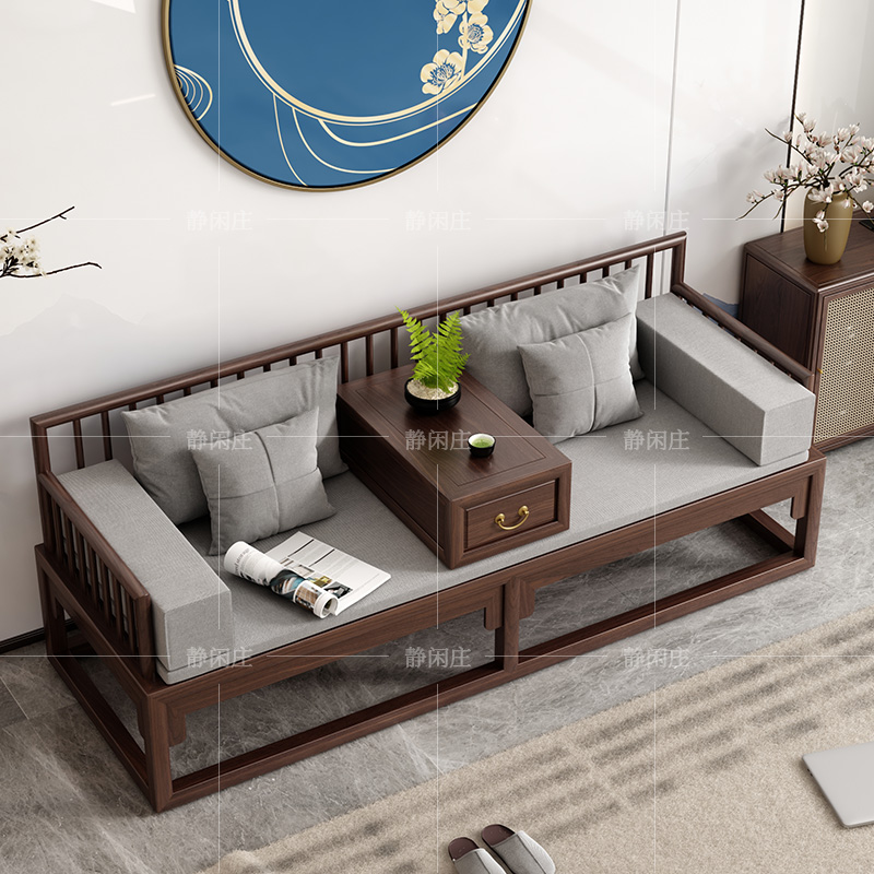 Arhat bed push-pull bed solid wood Chinese elm new Chinese furniture small apartment sofa bed retro antique bed