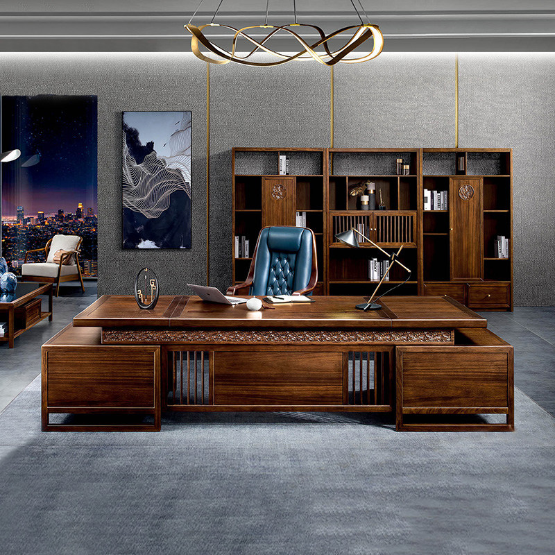 New Chinese solid wood boss table Single desk Atmospheric furniture president table simple modern office panel