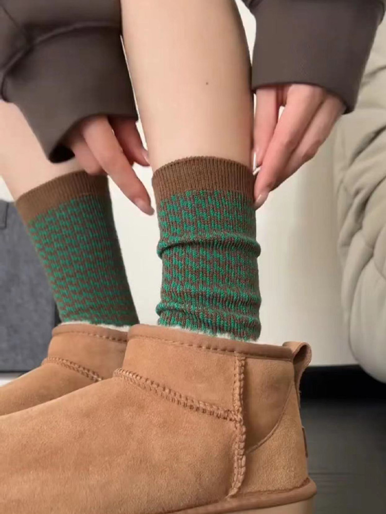 Winter's favorite retro style gig cotton socks ~ comfortable and warm and ~ -Taobao