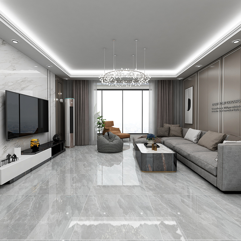 Foshan floor tile Tile Tiles 800x800 Living-room Bedroom Light Grey Magnetic Brick Through Body Marble Throw Glazed Brick