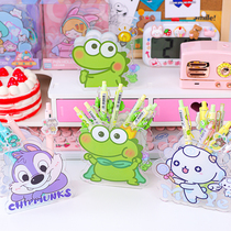 Simple acrylic pen holder with pendant for girls and boys cute pen holder for primary school students dormitory desktop stationery storage bucket