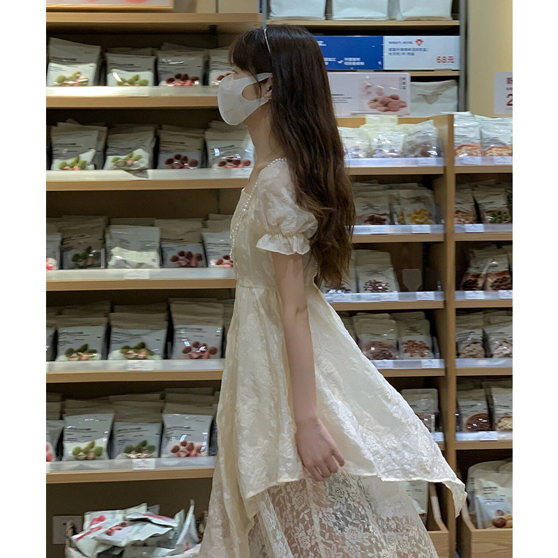 Gentle First Love Milky Temperament Irregular Ocean Dress Lady 2022 New Summer Sweet and Cute Milky Princess Dress