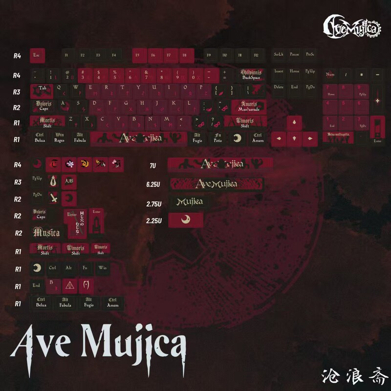 Ave Mujica V2 Keycaps Dye-Sublimation 140 Keys Mygo Hen Chanson Doll Ournotes Canglangzhai