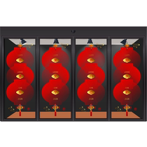 Spring Festival lantern blessing glass stickers creative decoration gradient red New Year window grilles electrostatic stickers window stickers without leaving glue