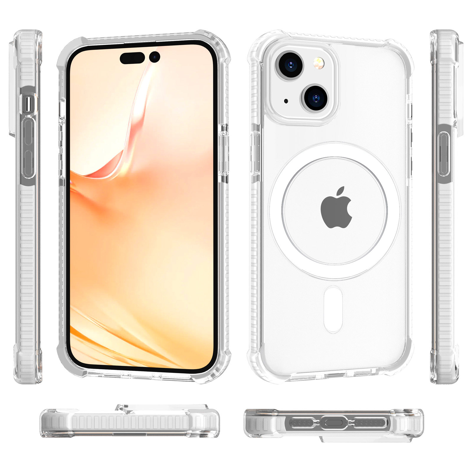 17Air Shockproof Case for 16Promax, Compatible with 15Pro, Apple 14Plus, Magnetic Magsafe Wireless Charging Phone Case, 13Mini Transparent, iPhone 12 Lens Protection, New Trendy Model for Men and Women