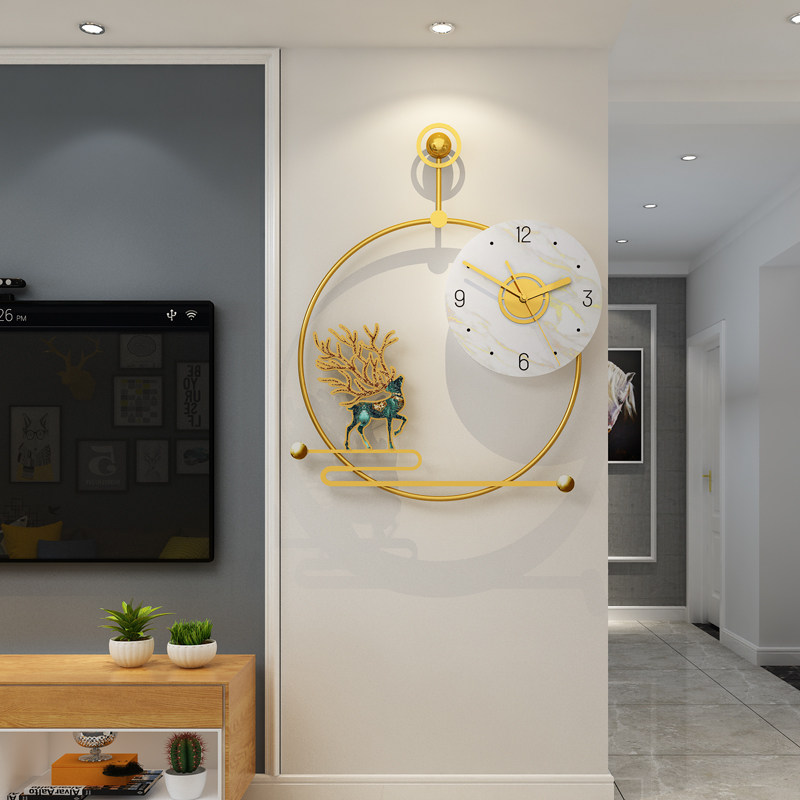 Net red clock hanging bell fashion light lavish living room Nordic personality creative hanging wall clock modern minimalist atmosphere hanging watch