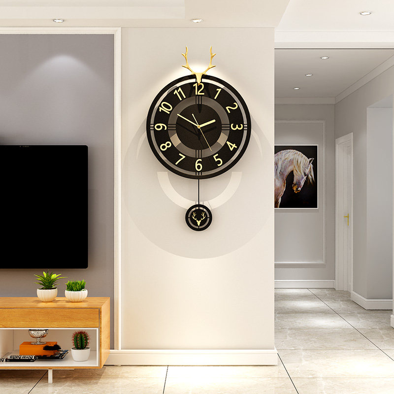 Nordic light luxury clock wall clock living room home fashion modern minimalist atmospheric clock hanging wall personalized decoration hanging watch