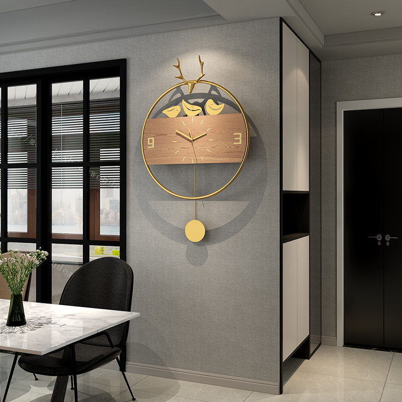 Nordic light luxury deer watch personality creative household wall red wall red wall clock living room modern minimalist atmosphere