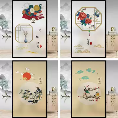 Chinese style window glass sticker no glue self-adhesive film Living room powder room frosted shading opaque electrostatic paste