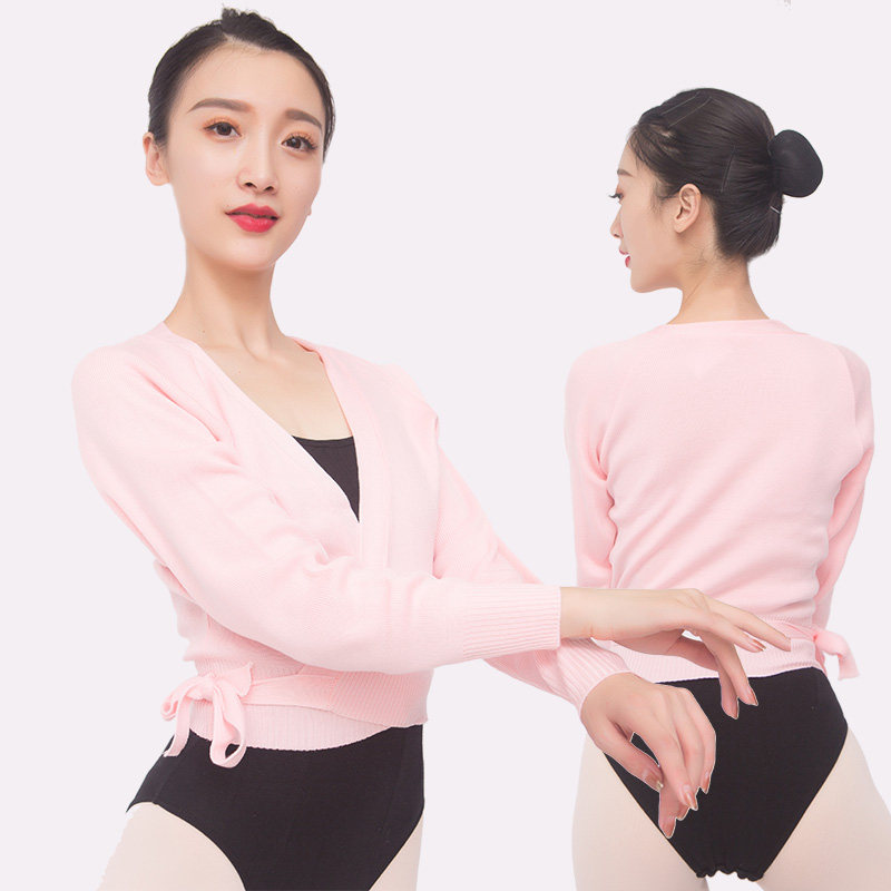 Autumn Winter Adult Ballet Dancer Sweater Black Long Sleeve Children Dance Knit Blouse Warm And Small Shawl Woman