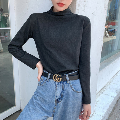 德绒修身打底衫半高领女秋冬款