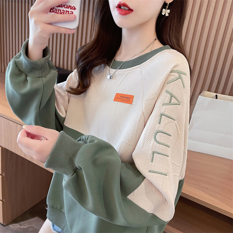 Spring Color-Blocked Hooded Sweatshirt for Women 2026 New Style Petite Embroidered Loose Korean Version Spring and Autumn Thin Top Jacket