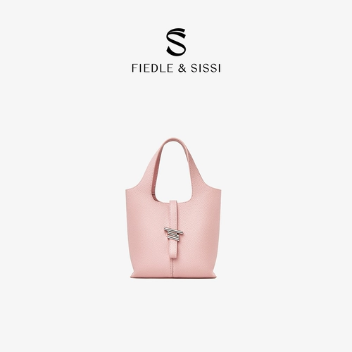 Маленькая небольшая сумка, портативная корзина, барсетка, розовое ведро, из натуральной кожи