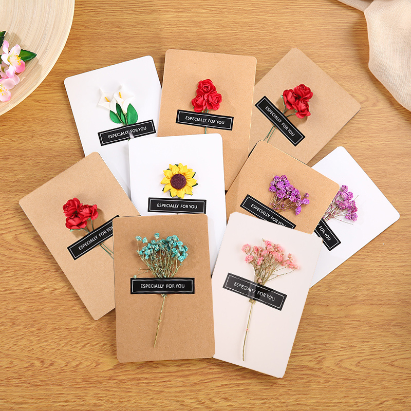 National Day greeting card thanksgiving blessing dry flower creative company employee birthday gift children message custom small card