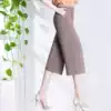 Chiffon wide leg pants women loose spring and summer thin three-point pants large size 2021 new casual middle-aged mom pants