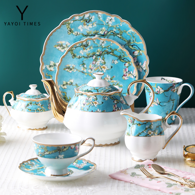Misheng era of blooming almond Van Gogh named bone porcelain coffee cup dish Mark cup dessert plate West Dining plate