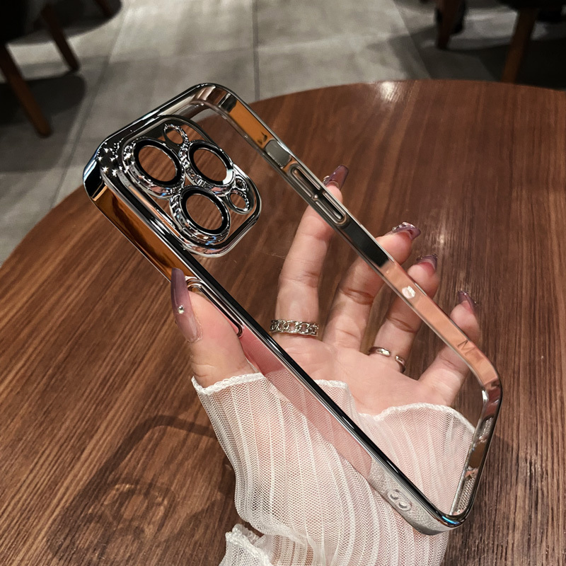 Naked Phone Feel Suitable for Apple 17 Pro Max Phone Case, Premium 15 Ultra-Thin 14 Transparent 16 New Model iPhone 13 Pro with Built-In Lens Film 11 Dustproof Net Plus Electroplated Case 12 Pro for Women and Men
