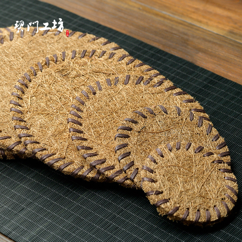 Beaumen Workshop Coconut Cup Mat Pad Pad Round Insulation Mat Tea Accessories