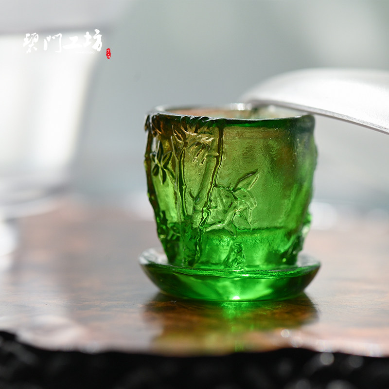 Bimen workshop Zen glass cover Japanese tea ceremony accessories Zisha teapot cover creative tea set tea pet ornaments