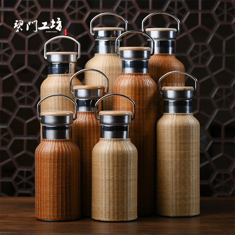 Beamen's workshop Non-relic handmade bamboo woven insulated cup portable travel tea tea tea cup bamboo wire insulated pot stainless steel