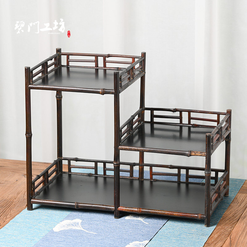 Bimen workshop tabletop bamboo frame bamboo ancient tea ceremony accessories kung fu tea cup frame Zibamboo tea