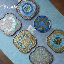 Beamen Industrial Workshop Zinc Alloy Enamel Color Pot Bearing Large Number Teapot Pot Mat Dry Foam Pan Tea Pongfu Tea Furniture Accessories