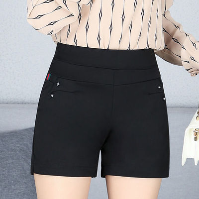 新款夏季短裤女春秋新款高腰弹力休闲黑色百搭大码女士短裤外穿