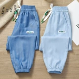 Средство от комаров, летние тонкие хлопковые джинсовые детские шелковые штаны для мальчиков