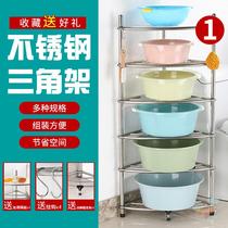 Stainless steel bathroom containing face basin rack bath toilet shelve corner landing multilayer shower room tripod