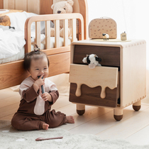 Children in the milk bedside table new storage cabinet side cabinet hard maple black walnut environmental protection children all solid wood furniture