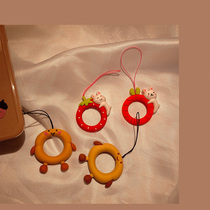 In wind cute cartoon small finger rope silicone anti-fall hanging decoration U disk keykun common mount anti-fall female couple mobile phone shell hanging rope anti-loss hanging day Korean wind