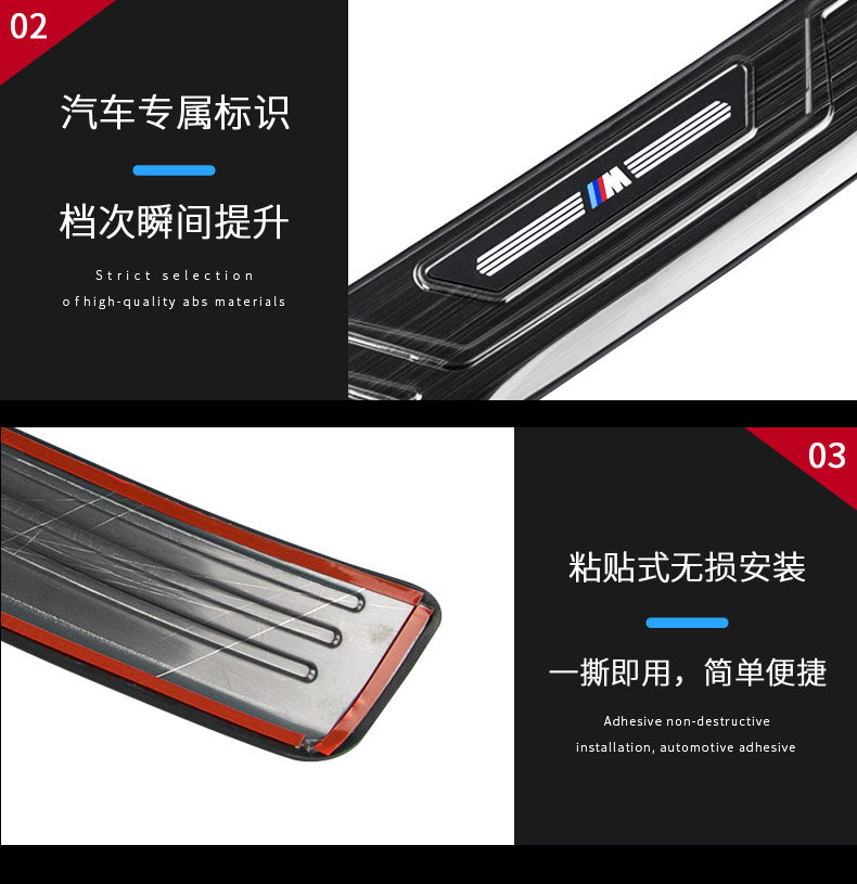 Suitable for BMW new 5 Series rear guard board 530li3 series 325li trunk protective strip X3 modified decorative door sill