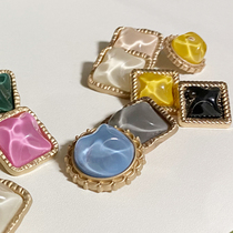 Three-dimensional water ripple small fragrance round square button button wild retro wool sheep shearing coat dress