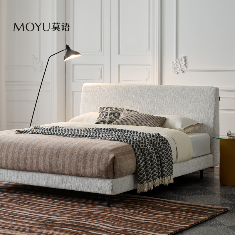 Moyu/Block Fabric Bed - Simple and Modern, Removable and Washable Double Bed for Small Apartments, Secondary Bedroom, Home Use, Fully Upholstered Bed