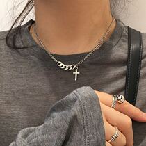Cross Necklace Woman Pure Silver Comeback Ancient 100 Hitch Chains Ins Lukewarm Wind 2021 New small crowd design sensation