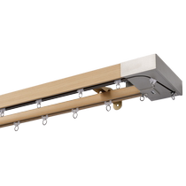 Imitation wood grain curtain box track surface mounted top mounted rail side mounted slide rail aluminum alloy straight rail single and double pulley curtain rod